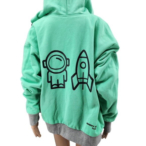 Jeremy Scott Spoiled Child Reversible Silver & Mint Hooded Jacket, Women's Small - Picture 4 of 12